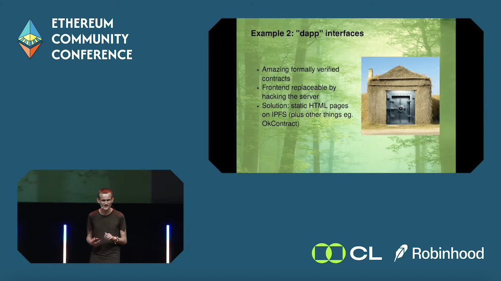 Vitalik Buterin presenting at Ethereum Community Conference